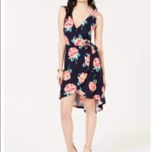 Planet Gold Floral Faux Wrap Dress